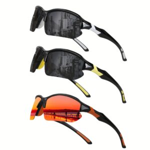 3pcs COMAXSUN Polarized Fashion Glasses for Men & Women - Lightweight PC Frame & TAC Glasses Suitable for,,,,, Driving, Suitable for Gifts with Cleaning Cloth, Non-Prescription Eyewear