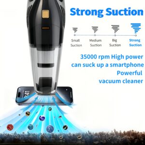 Car Vacuum Cleaner, Handheld Vacuum Cleaner with 6000PA Super Strong Suction, 1800mAh Large Capacity, Low Noise, with Five Matching Accessories for Car Interior Care, Home And Pet Cleaning, Car Accessories for Women Color Girly Car Stuff Gift