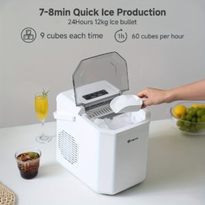 Simplus Ice Maker Household 1.3L Water Tank Compact Design Low Power Automatic Ice Production Self-cleaning Function for Convenience Rapid Ice Production In 7-8 Minutes Compact Size, Multiple Usage Scenarios, Kitchen, Dormitory, Office